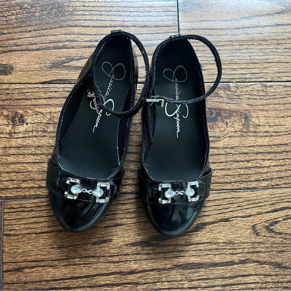 Jessica Simpson Black Patent girls Flats with Embellishments